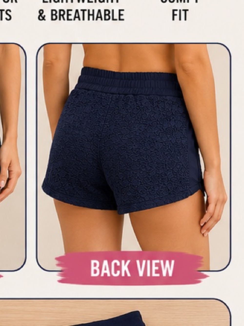 Lila Rose navy blue Lace Floral High-Waist Shorts size 10 with pockets